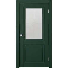 Дверь межкомнатная Деканто 1 зеленый бархат остекленная