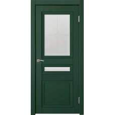 Дверь межкомнатная Деканто 4 зеленый бархат остекленная