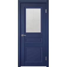 Дверь межкомнатная Деканто 4 синий бархат остекленная