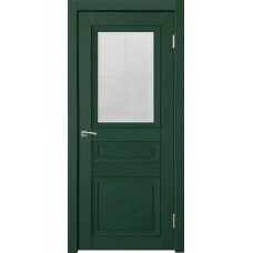 Дверь межкомнатная Деканто 3 зеленый бархат остекленная